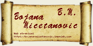 Bojana Mičetanović vizit kartica